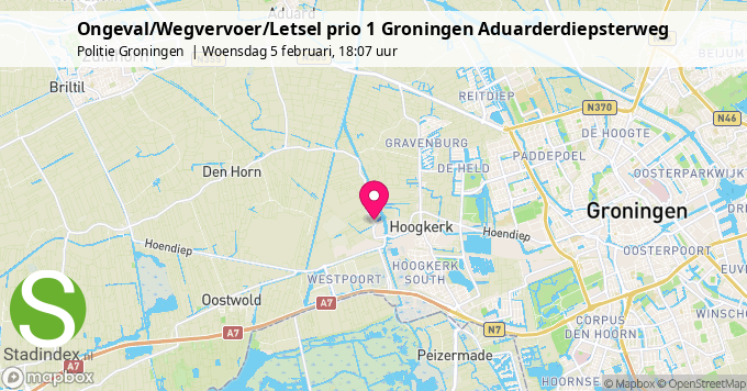 Ongeval/Wegvervoer/Letsel prio 1 Groningen Aduarderdiepsterweg