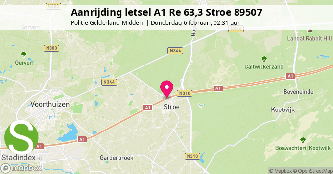 Aanrijding letsel A1 Re 63,3 Stroe 89507