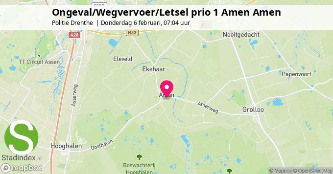 Ongeval/Wegvervoer/Letsel prio 1 Amen Amen