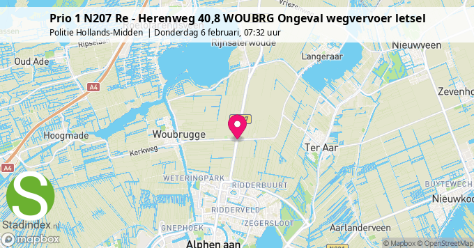 Prio 1 N207 Re - Herenweg 40,8 WOUBRG Ongeval wegvervoer letsel