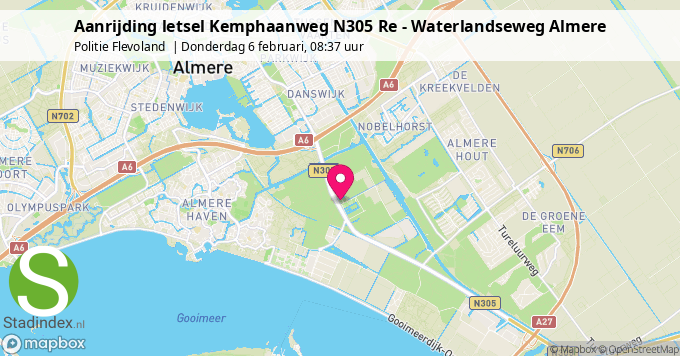 Aanrijding letsel Kemphaanweg N305 Re - Waterlandseweg Almere