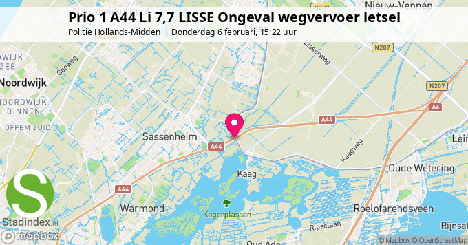 Prio 1 A44 Li 7,7 LISSE Ongeval wegvervoer letsel