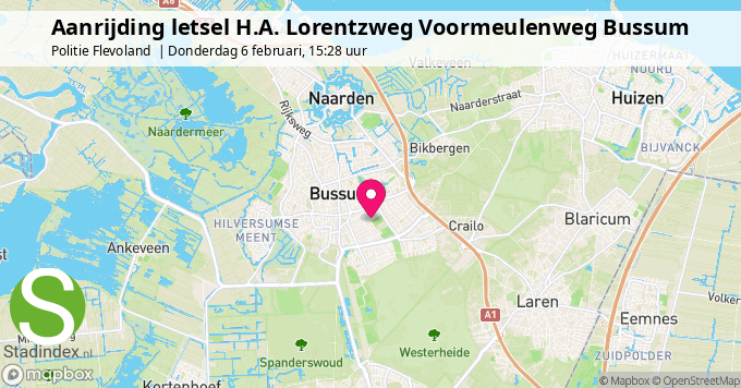 Aanrijding letsel H.A. Lorentzweg Voormeulenweg Bussum