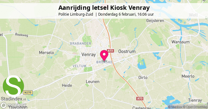 Aanrijding letsel Kiosk Venray