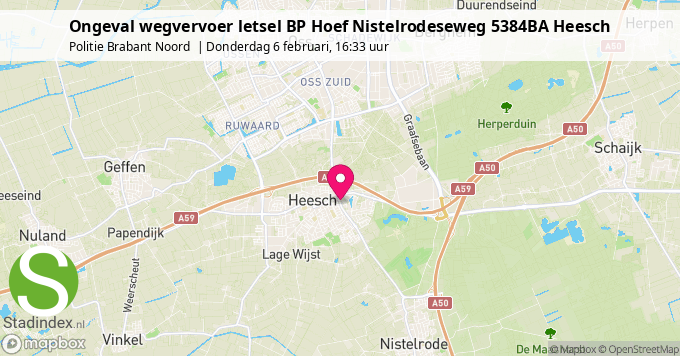 Ongeval wegvervoer letsel BP Hoef Nistelrodeseweg 5384BA Heesch