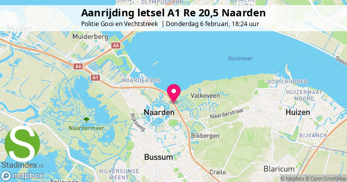 Aanrijding letsel A1 Re 20,5 Naarden