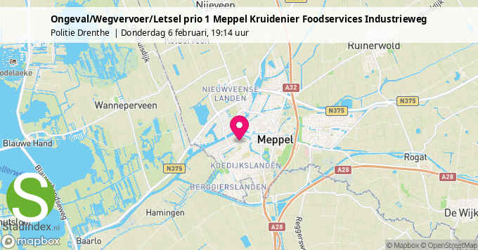 Ongeval/Wegvervoer/Letsel prio 1 Meppel Kruidenier Foodservices Industrieweg