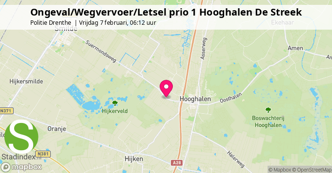 Ongeval/Wegvervoer/Letsel prio 1 Hooghalen De Streek