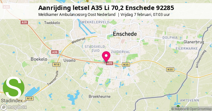 Aanrijding letsel A35 Li 70,2 Enschede 92285