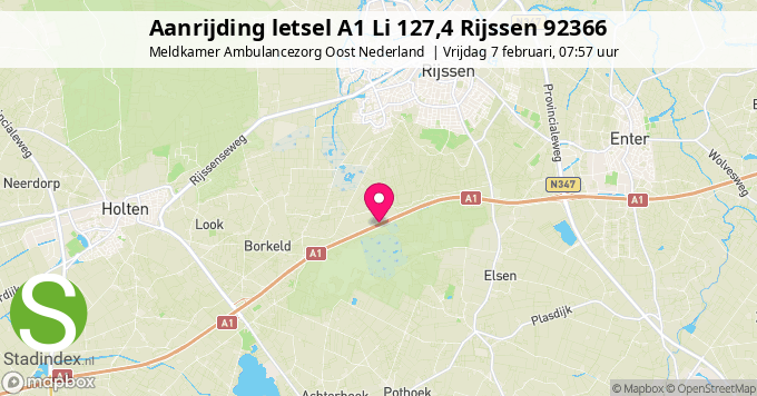 Aanrijding letsel A1 Li 127,4 Rijssen 92366