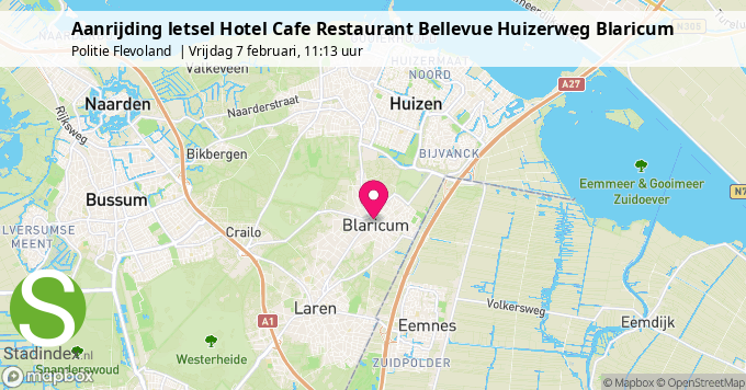 Aanrijding letsel Hotel Cafe Restaurant Bellevue Huizerweg Blaricum