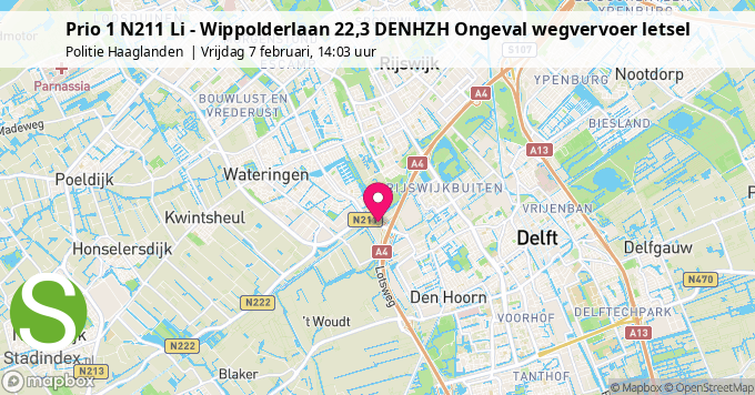 Prio 1 N211 Li - Wippolderlaan 22,3 DENHZH Ongeval wegvervoer letsel