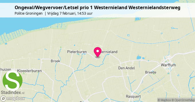 Ongeval/Wegvervoer/Letsel prio 1 Westernieland Westernielandsterweg