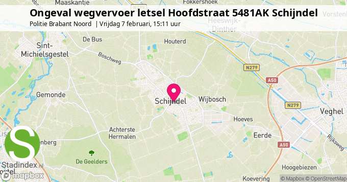 Ongeval wegvervoer letsel Hoofdstraat 5481AK Schijndel