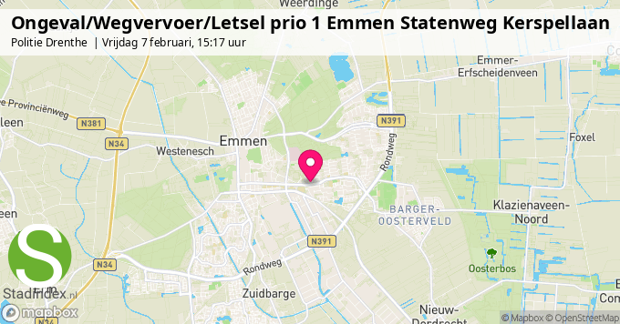 Ongeval/Wegvervoer/Letsel prio 1 Emmen Statenweg Kerspellaan