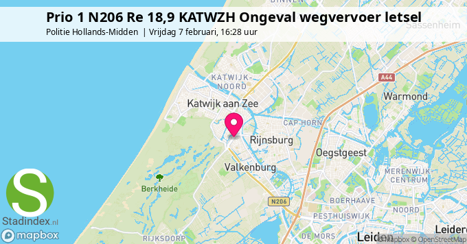 Prio 1 N206 Re 18,9 KATWZH Ongeval wegvervoer letsel