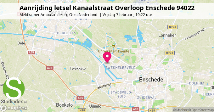 Aanrijding letsel Kanaalstraat Overloop Enschede 94022