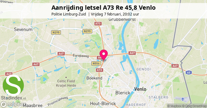 Aanrijding letsel A73 Re 45,8 Venlo