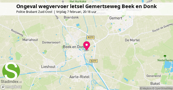 Ongeval wegvervoer letsel Gemertseweg Beek en Donk