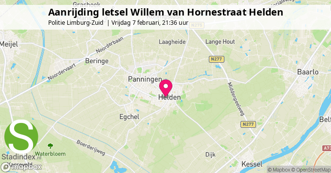 Aanrijding letsel Willem van Hornestraat Helden