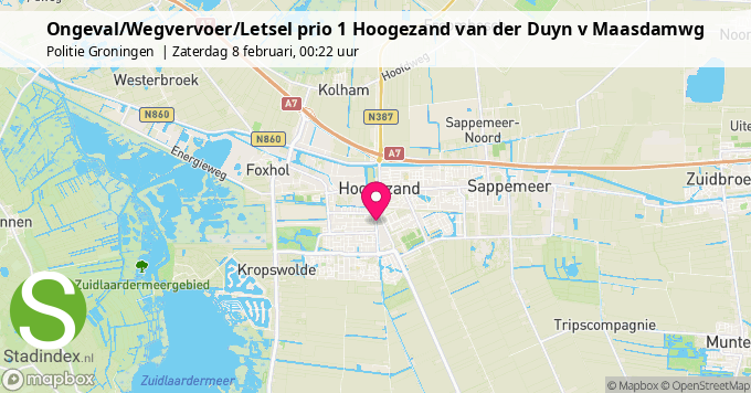 Ongeval/Wegvervoer/Letsel prio 1 Hoogezand van der Duyn v Maasdamwg