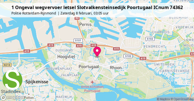 1 Ongeval wegvervoer letsel Slotvalkensteinsedijk Poortugaal ICnum 74362