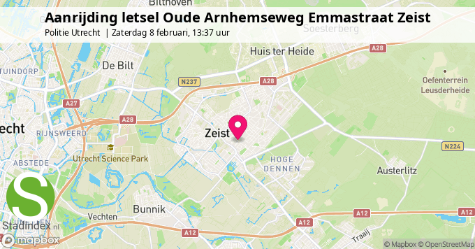 Aanrijding letsel Oude Arnhemseweg Emmastraat Zeist