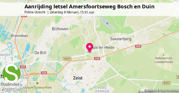 Aanrijding letsel Amersfoortseweg Bosch en Duin