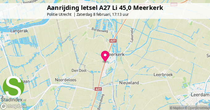 Aanrijding letsel A27 Li 45,0 Meerkerk