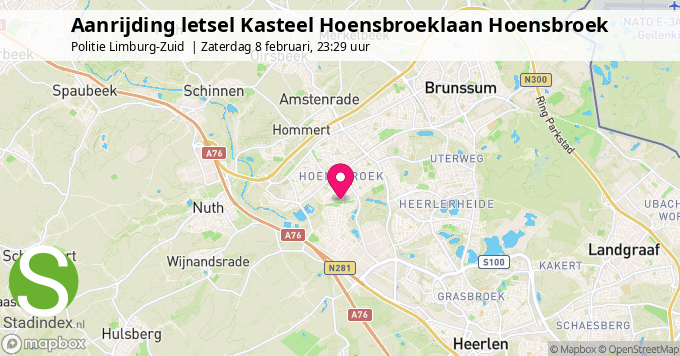 Aanrijding letsel Kasteel Hoensbroeklaan Hoensbroek