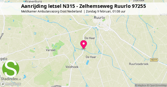 Aanrijding letsel N315 - Zelhemseweg Ruurlo 97255