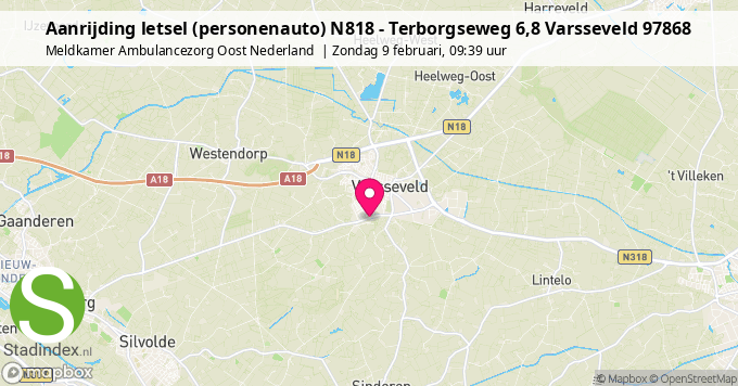 Aanrijding letsel (personenauto) N818 - Terborgseweg 6,8 Varsseveld 97868