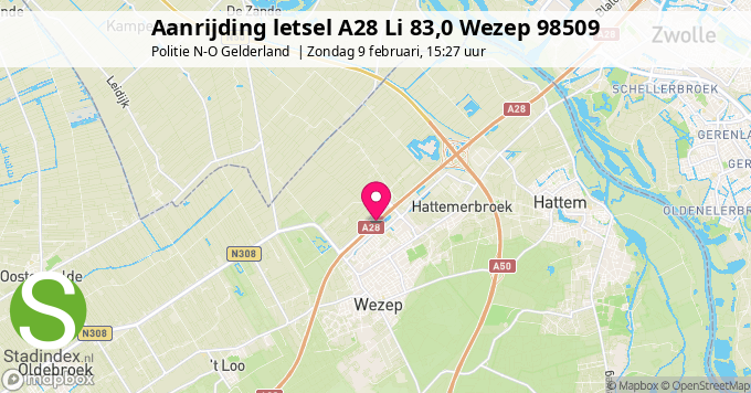 Aanrijding letsel A28 Li 83,0 Wezep 98509