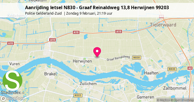 Aanrijding letsel N830 - Graaf Reinaldweg 13,8 Herwijnen 99203