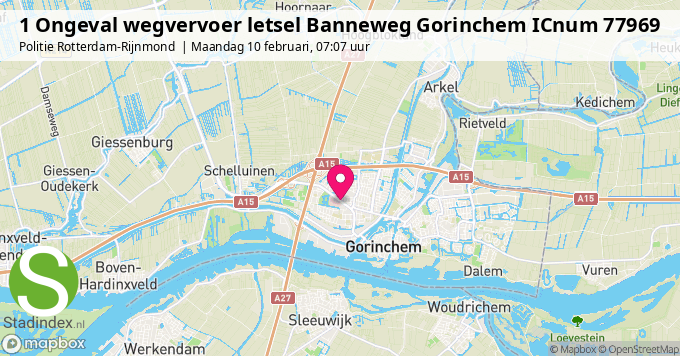 1 Ongeval wegvervoer letsel Banneweg Gorinchem ICnum 77969