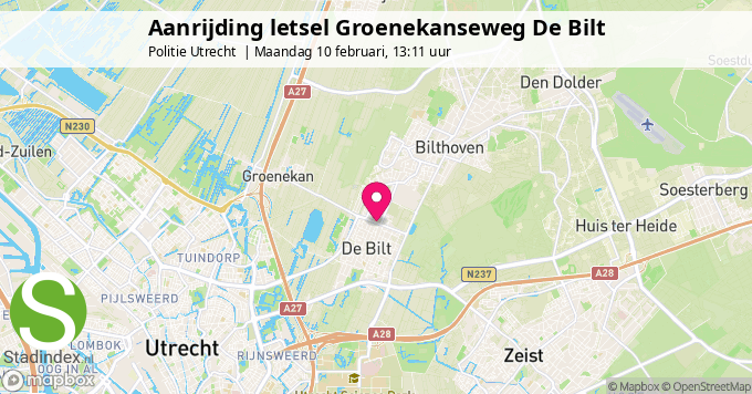 Aanrijding letsel Groenekanseweg De Bilt