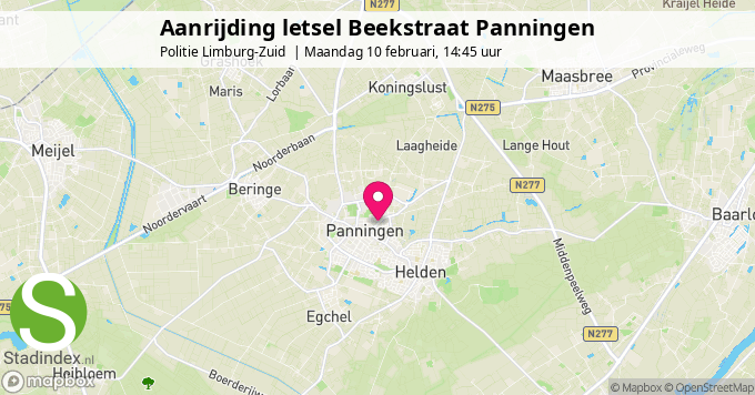 Aanrijding letsel Beekstraat Panningen