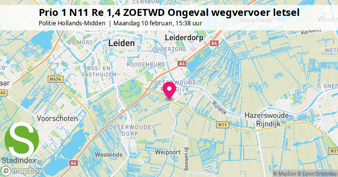 Prio 1 N11 Re 1,4 ZOETWD Ongeval wegvervoer letsel