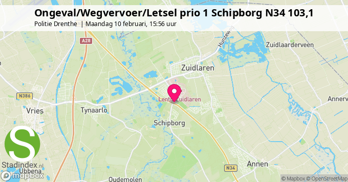 Ongeval/Wegvervoer/Letsel prio 1 Schipborg N34 103,1