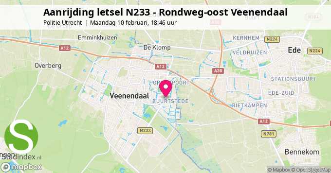 Aanrijding letsel N233 - Rondweg-oost Veenendaal