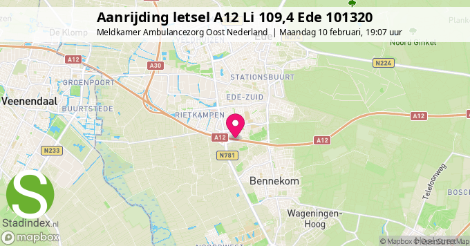 Aanrijding letsel A12 Li 109,4 Ede 101320