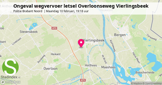 Ongeval wegvervoer letsel Overloonseweg Vierlingsbeek