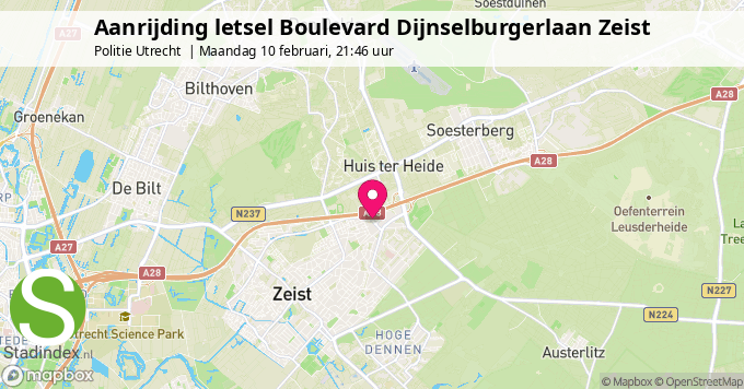 Aanrijding letsel Boulevard Dijnselburgerlaan Zeist