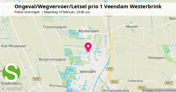 Ongeval/Wegvervoer/Letsel prio 1 Veendam Westerbrink