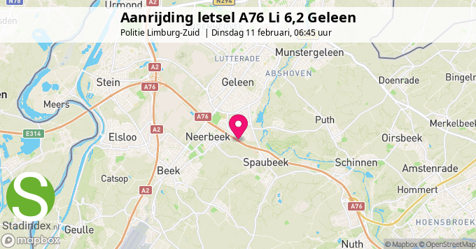 Aanrijding letsel A76 Li 6,2 Geleen