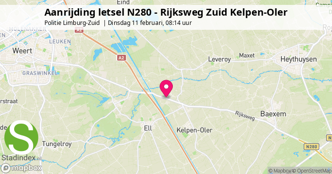 Aanrijding letsel N280 - Rijksweg Zuid Kelpen-Oler