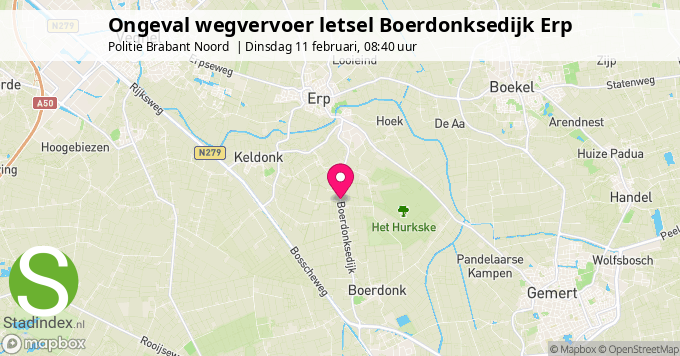 Ongeval wegvervoer letsel Boerdonksedijk Erp