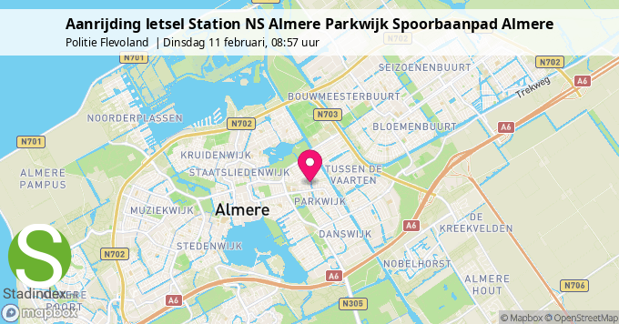 Aanrijding letsel Station NS Almere Parkwijk Spoorbaanpad Almere