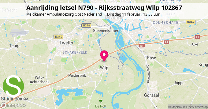 Aanrijding letsel N790 - Rijksstraatweg Wilp 102867