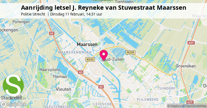 Aanrijding letsel J. Reyneke van Stuwestraat Maarssen